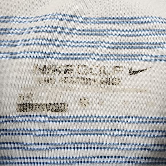 Nike Golf Shirt Mens XL White Blue Striped Active Tour Performance Polo Seaview - Picture 2 of 16